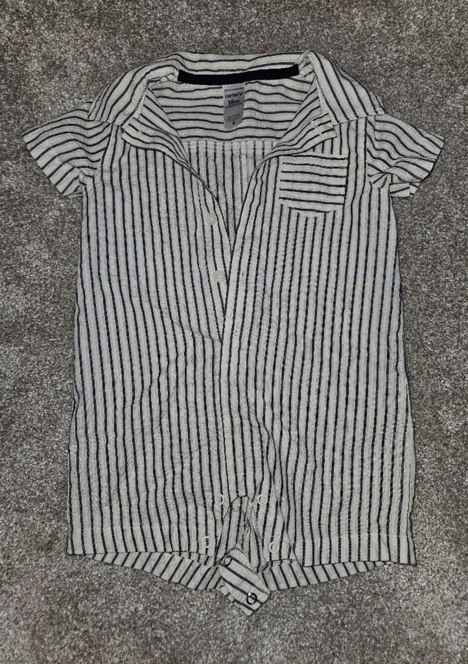 Carter's White Shirt with Navy Pinstripes